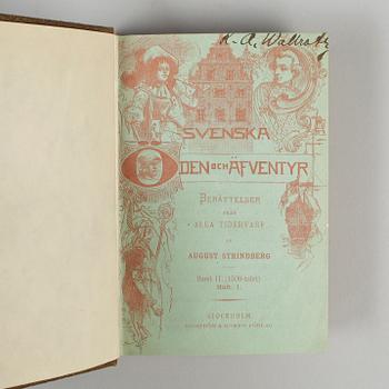 BÖCKER, 4 vol i 3+1+1, bla "Svenska öden och äfventyr" I-IV, av August Strindberg, Stockholm 1883-90.