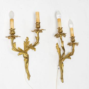 A pair of wall lights, Louis XV style, early 20th Century.