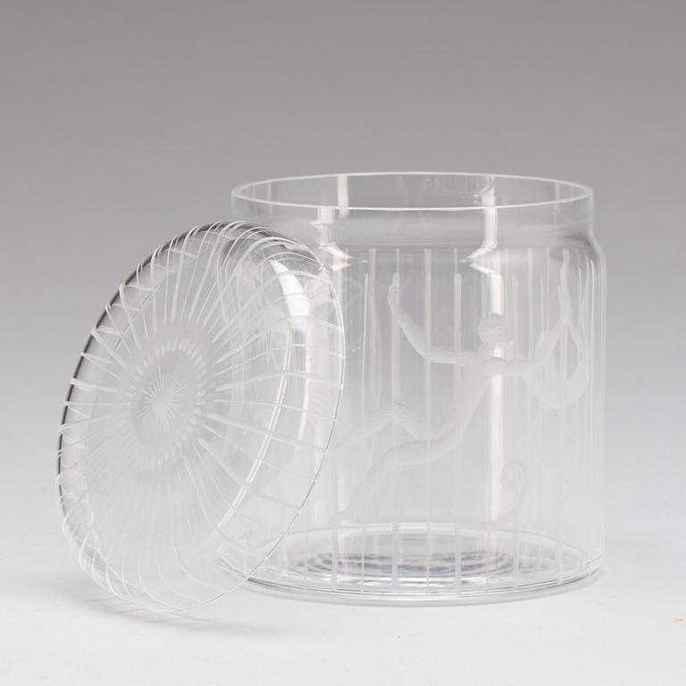 BURK MED LOCK, glas. "Apburen" Edward Hald graverad 1951.