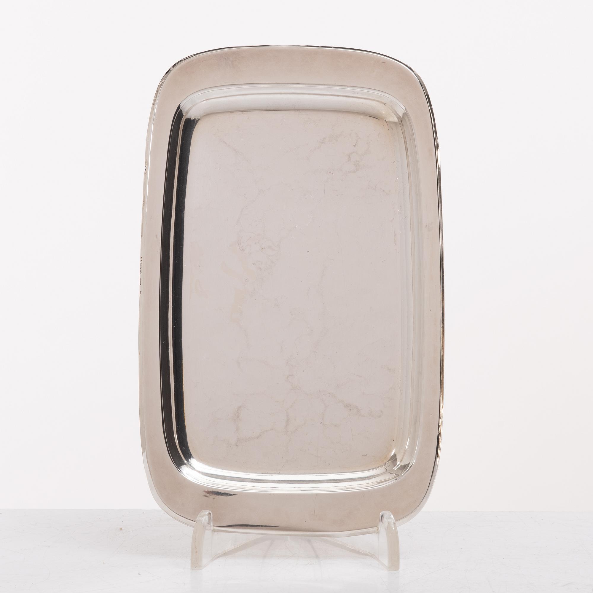 Markströms Guldsmeds Ab, A Swedish silver cream jug, sugar bowl and tray, Uppsala 1970.