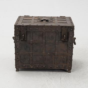 A 18th/19th Century iron strongbox.