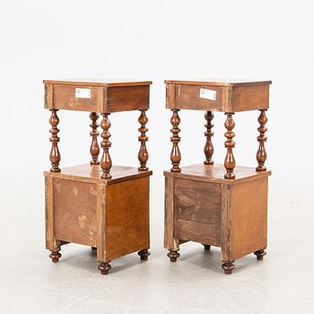 Bedside tables, a pair, first half of the 20th century.