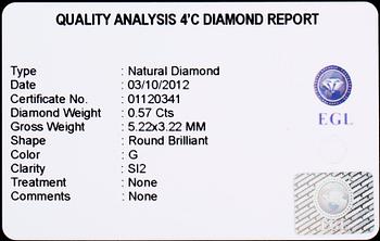 RING, 14 k vitguld, med briljantslipade diamanter tot ca 1.00 ct. Total vikt ca 5,63 gram.