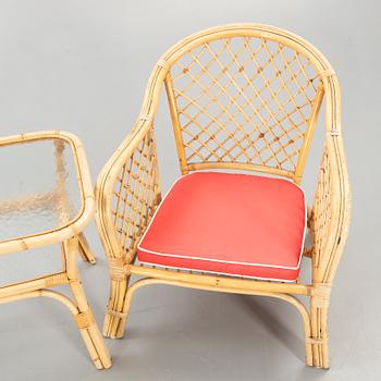 Porch furniture, bamboo, second half of the 20th century, table, 2 chairs.