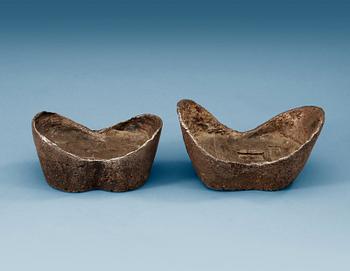 1539. Two large silver ingots, Qing dynasty (1644-1912).