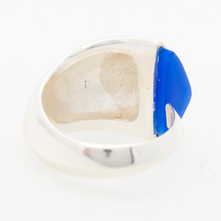 AN ULLA POROPUDAS JEWELLERY SET, silver, acrylic. Lapponia 1988.