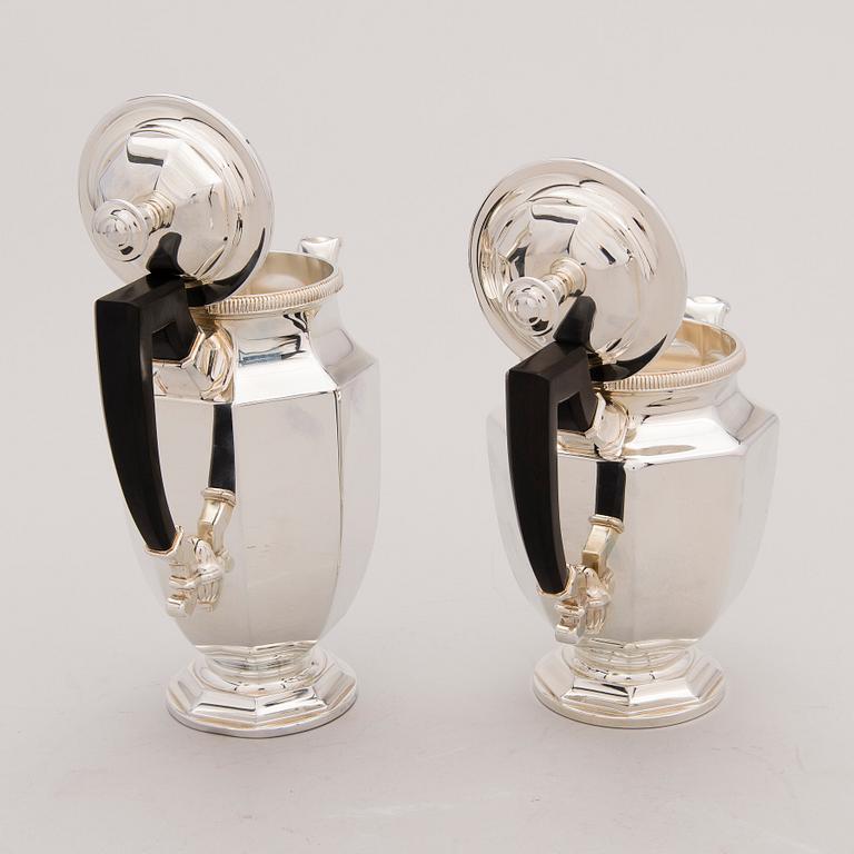 TE JA KAHVI KALUSTO, hopeoitu, Christofle, Ranska 1900-luvun puoliväli.