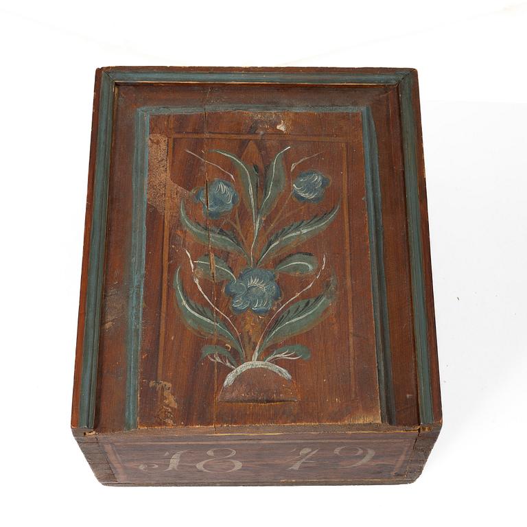 Light box, folk art, dated 1849.