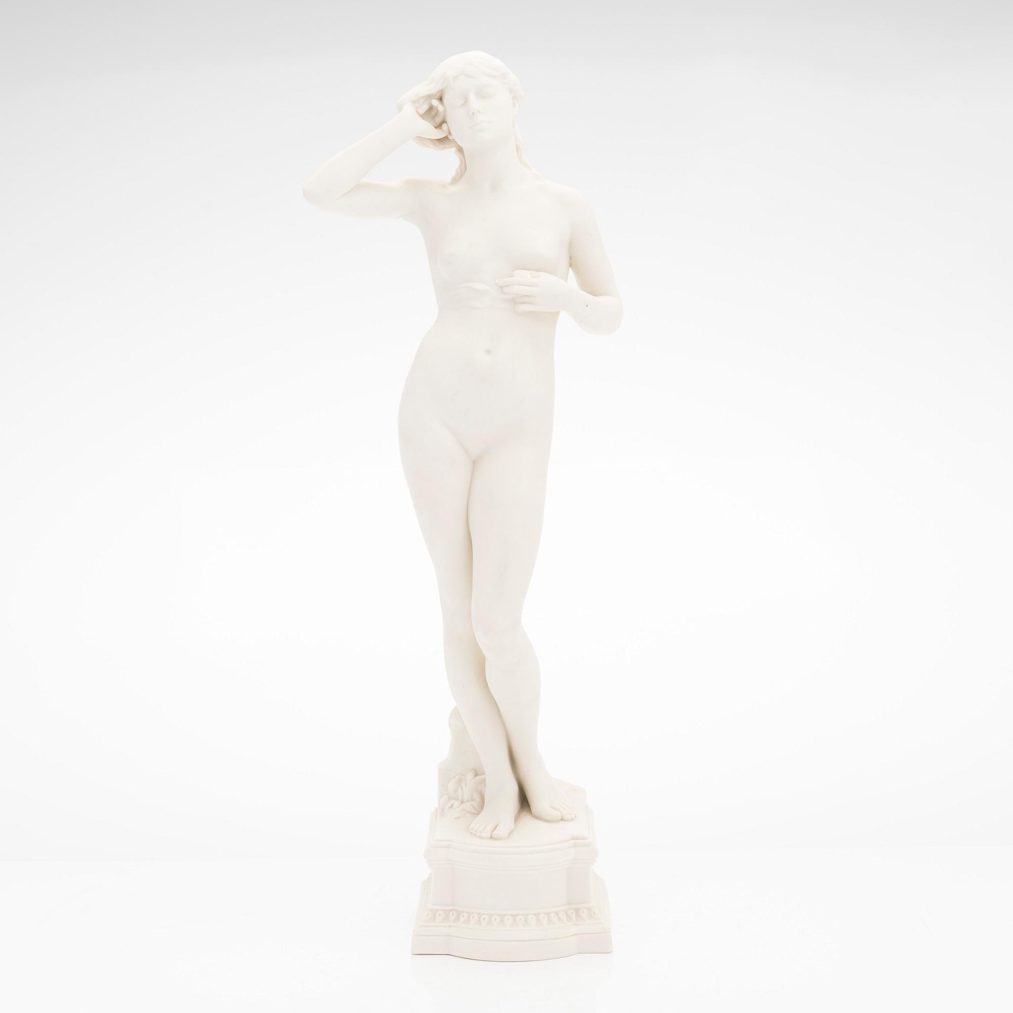 Per Hasselberg, efter, skulptur, "Snöklockan", Gustavsberg 1904.