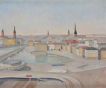 663. Einar Jolin, View over Slussen and Gamla Stan, Stockholm.