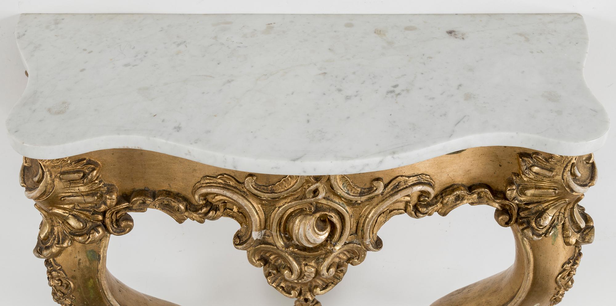 A mirror and console table, second half 20th century.