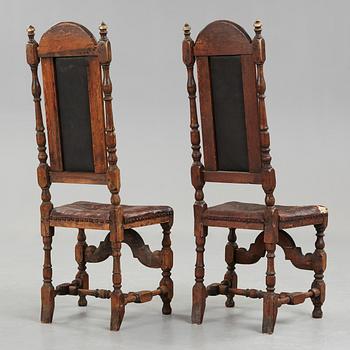 A pair of 18th century Baroque chairs.