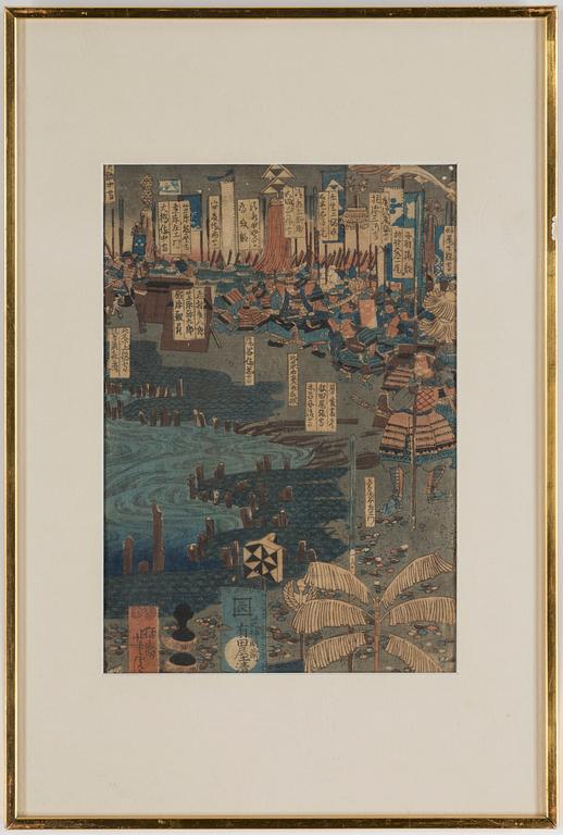 UTAGAWA YOSHITORA (c.1830-c.1880), three colour woodblock prints, Japan.