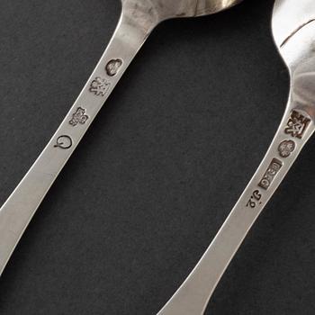 6 silver spoons from Västerås. Late 18th and eraly 19th century.