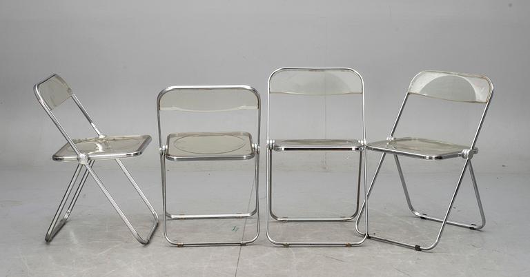 STOLAR, 4 st, "Plia", Giancarlo Piretti för Castelli, Italien, 1970-tal.