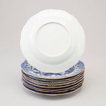 Nine blue and white porcelain plates, Qing dynasty, Qianlong (1736-95).