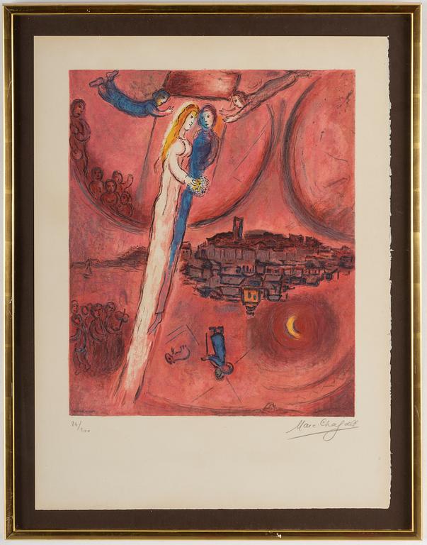 MARC CHAGALL (Efter), färglitografi, 1975, signerad med blyerts 89/200.