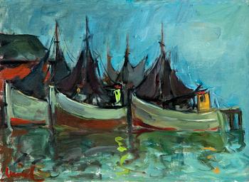 463. Olavi Laine, FISHING BOATS IN THE HARBOUR.