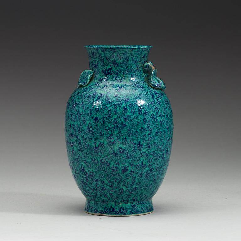 A robin's egg glazed vase, Qing dynasty, late 19th century.