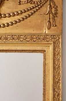A late Gustavian giltwood mirror, Stockolm circa 1800.