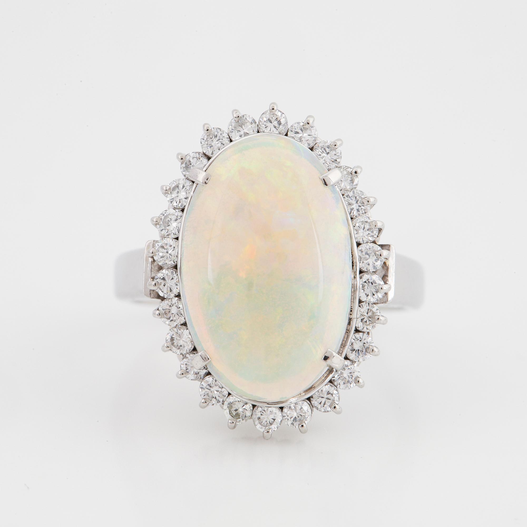 Opal and brilliant-cut diamond cocktail ring.