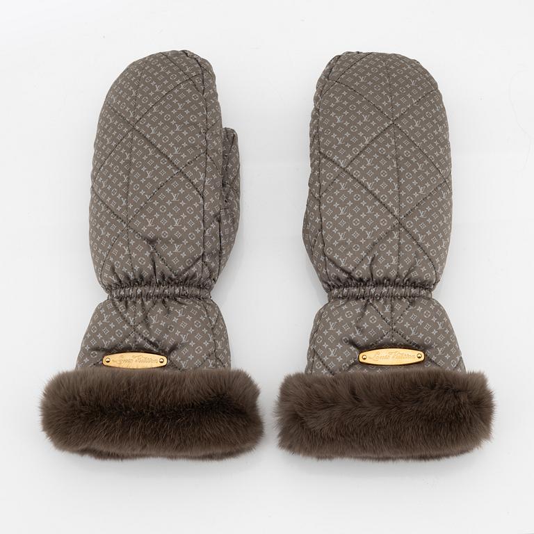 Louis Vuitton, a pair of silk and rabbit fur 'Moufles Igloo' mittens, 2009.