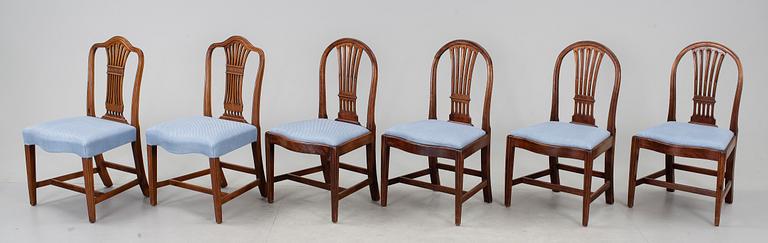 STOLAR, 4 + 2 st, Hepplewhite, England, 1800-tal.