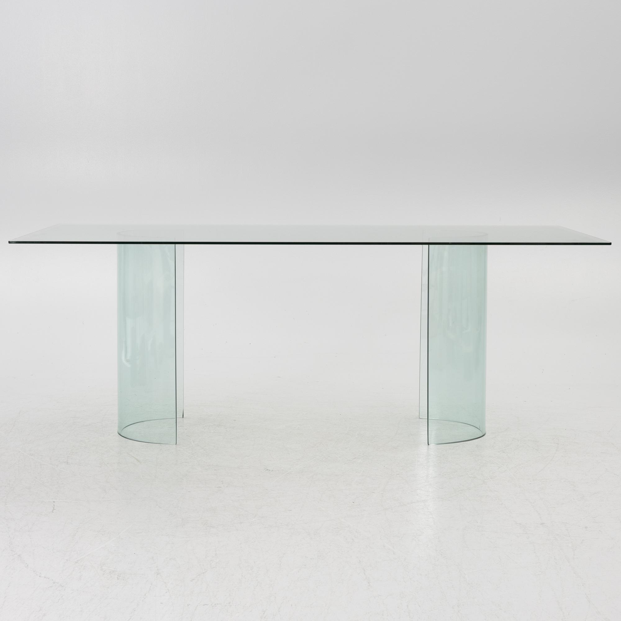Dining table, glass, contemporary.