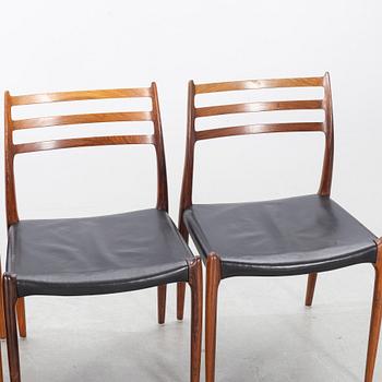 A Table from Slagelse Möbelvaerk A/S and 4 chairs, Niels Otto Møller, JL Møller. Denmark, 1960's.