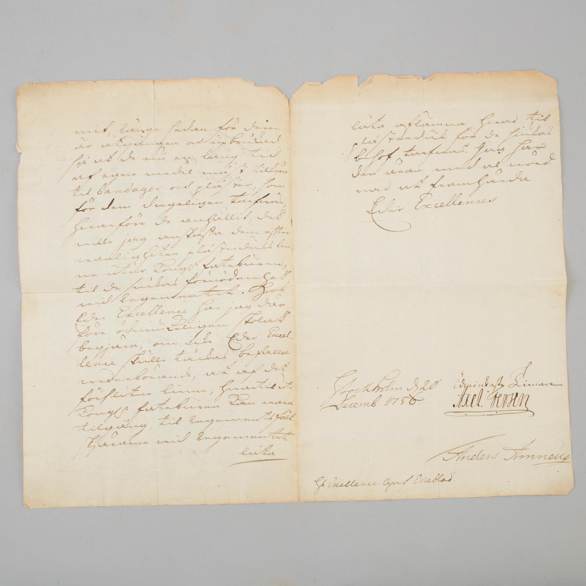 LETTER / MANUSCRIPTS, 7 st, members of the family von Fersen.