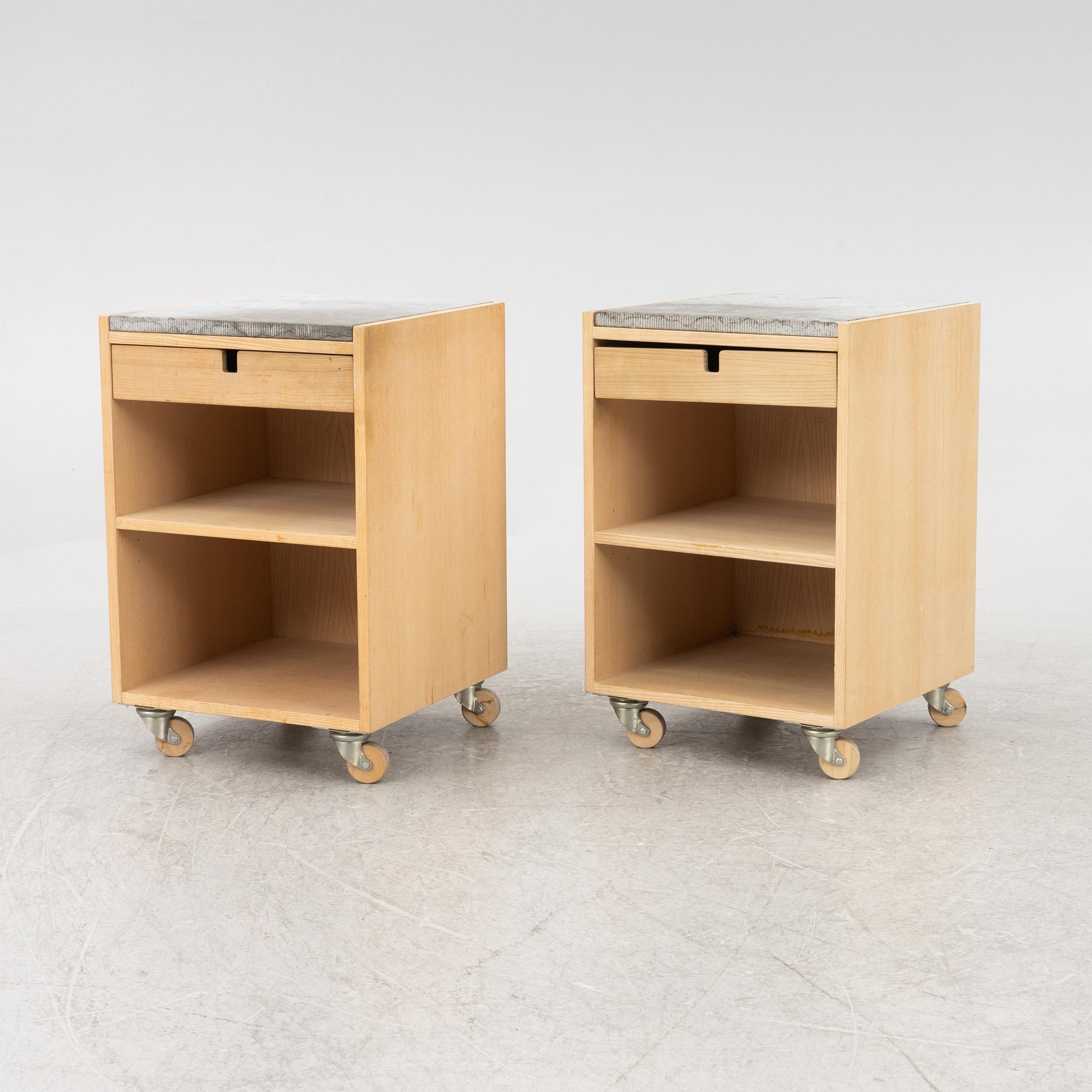 Kerstin Olby, bedside tables, a pair, "Klaq", Olby Design.