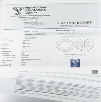 HÄNGE, 18K vitguld med briljantslipad diamant 1.02 ct. Vikt 2,9 gram.