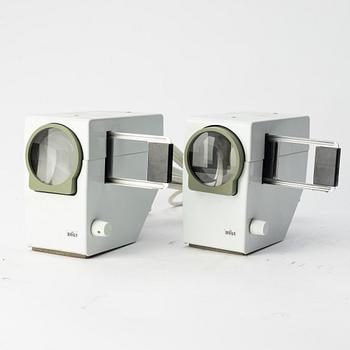 Dieter Rams, Robert Oberheim m. fl. projektorer samt blixtar, 8 delar, Braun.
