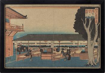 Ando Utagawa Hiroshige, efter, färgträsnitt, 3 st, Japan, tidigt 1900-tal.