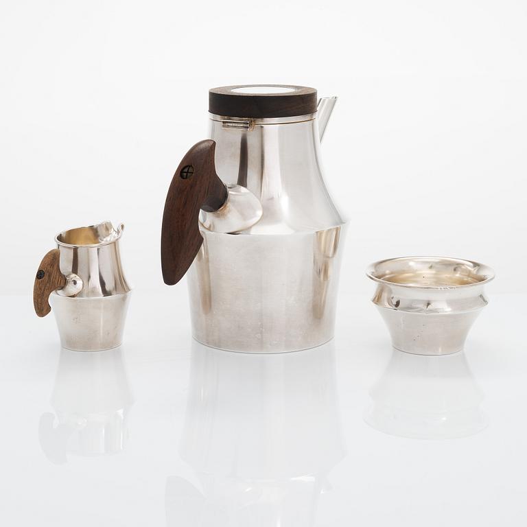 Tapio Wirkkala, A 3-piece 'TW176' silver coffee set, marked TW, Kultakeskus, Hämeenlinna, Finland 1966 and 1968.