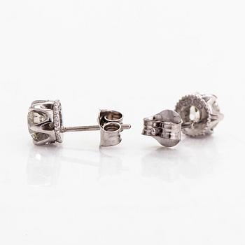 A pair of 14K white gold earrings, brilliant-cut diamonds approx 1.00 ct in total. Mikko Laine, Turku.