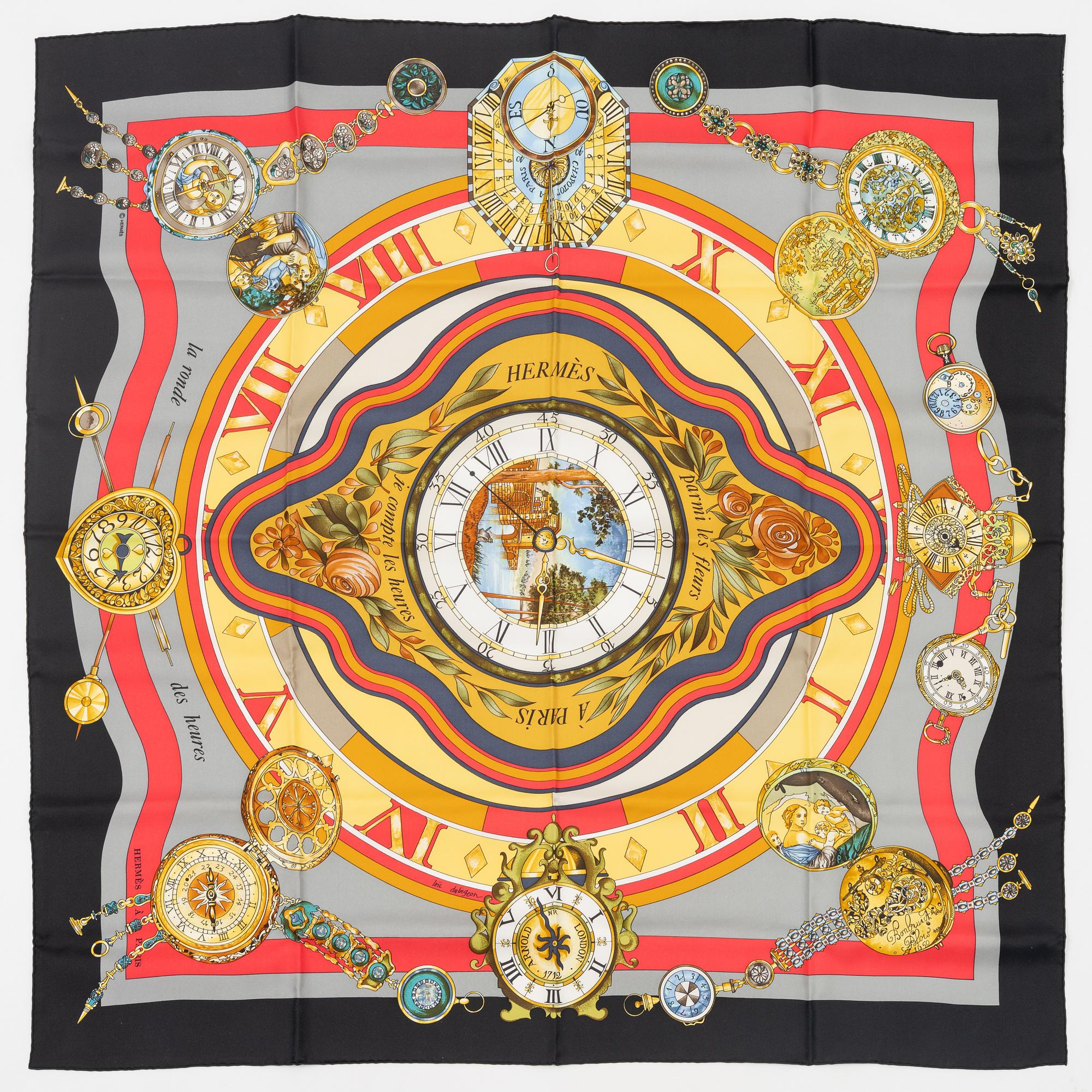 【TESO】エルメス スカーフ la ronde des heures TESO】エルメス スカーフ la ronde des heures HERMES Silk La