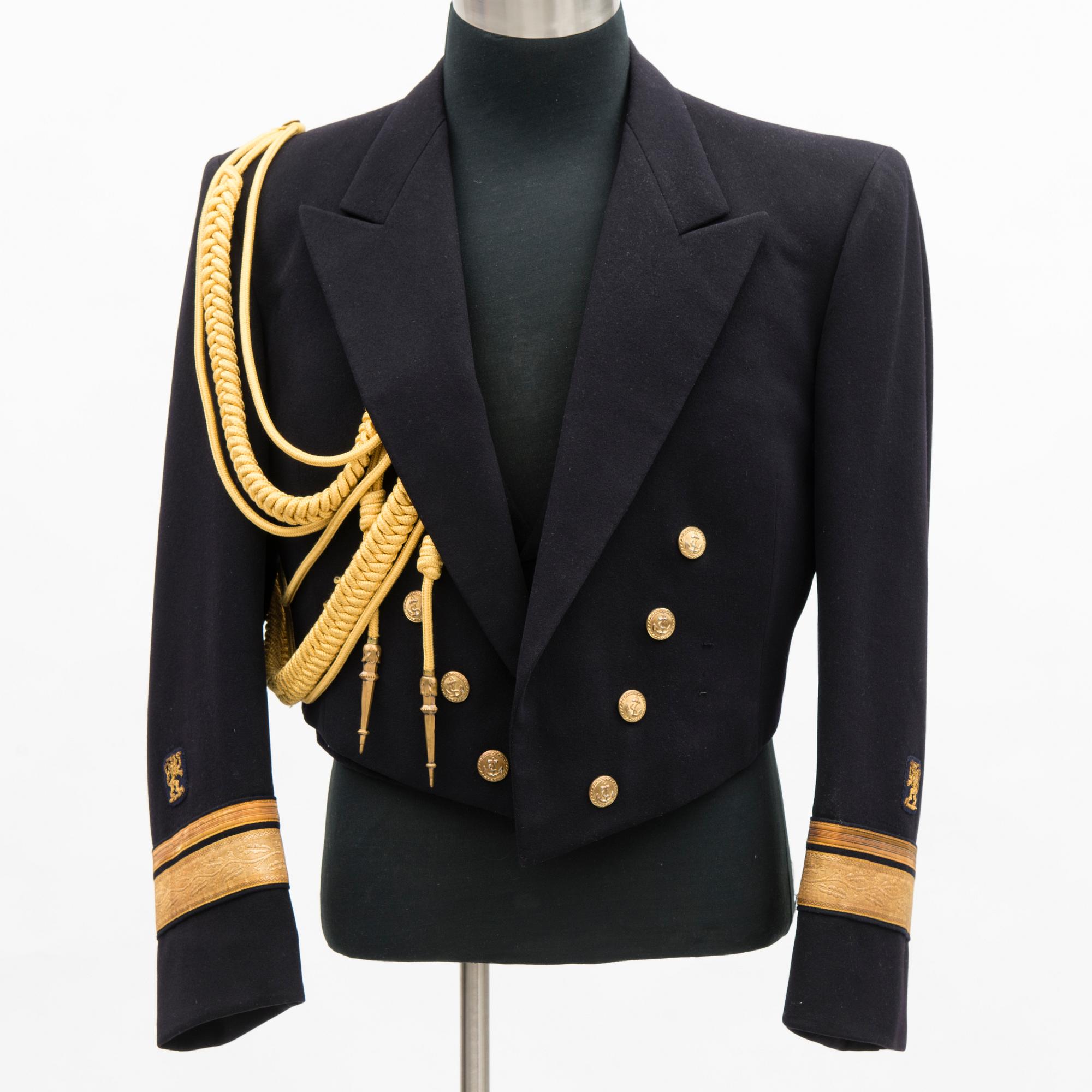 A Finnish naval officer's mess uniform and cape, second half of 20th Century.