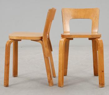 STOLAR, 2 st, modell 66, Alvar Aalto, Artek, 1900-talets mitt.