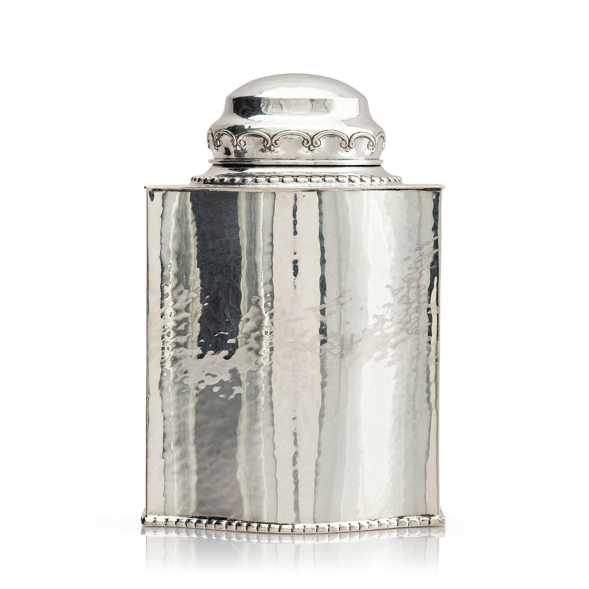 Carl Fredrik Carlman, an 830/1000 silver tea caddy, Stockholm, Sweden 1926.