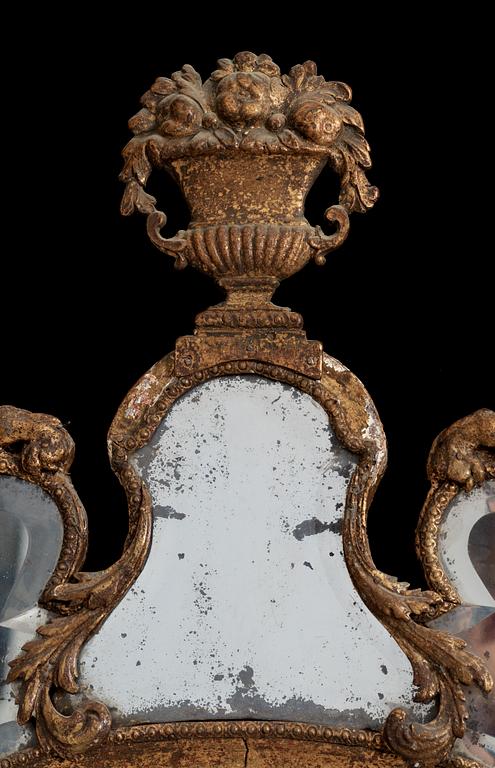 A Swedish late Baroque mirror attributed to Burchardt Precht (1674-1738).