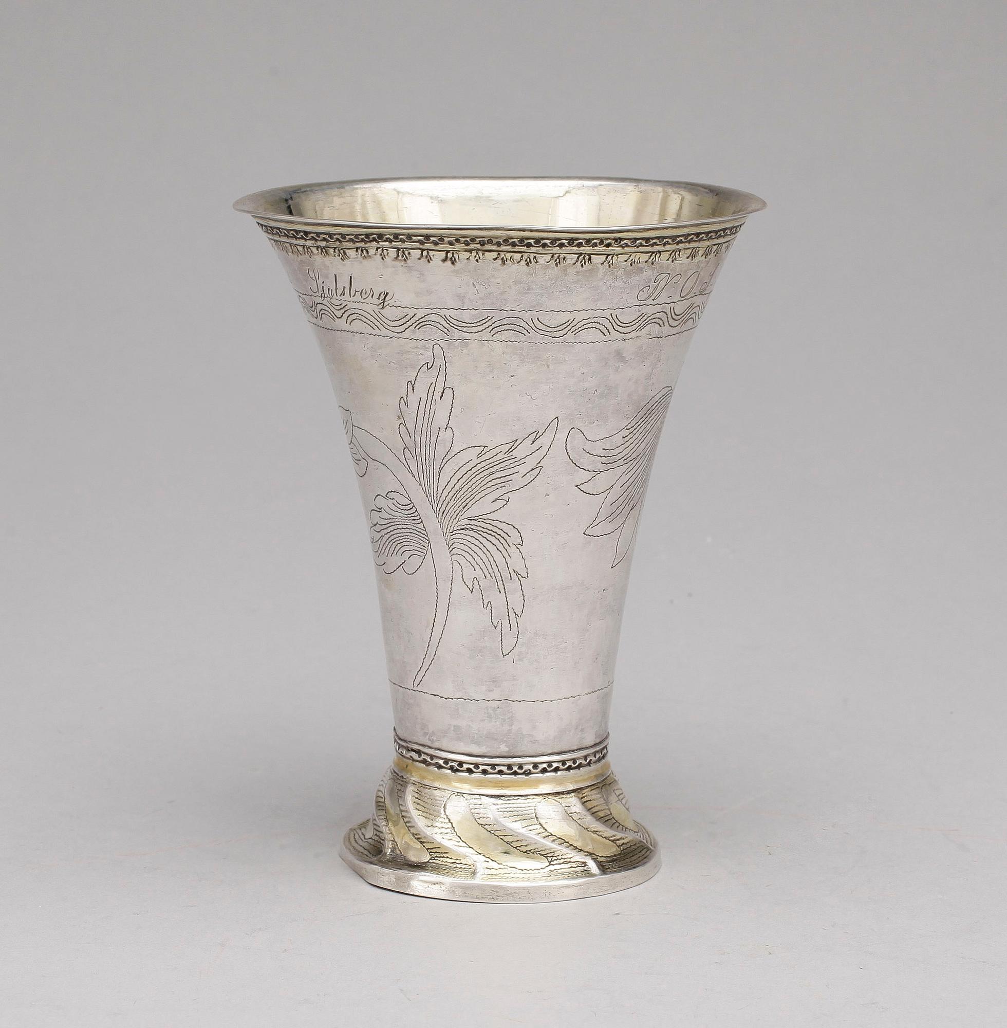 BÄGARE, silver, Olof Grubb, Hudiksvall, 1794. Vikt ca 107 g.