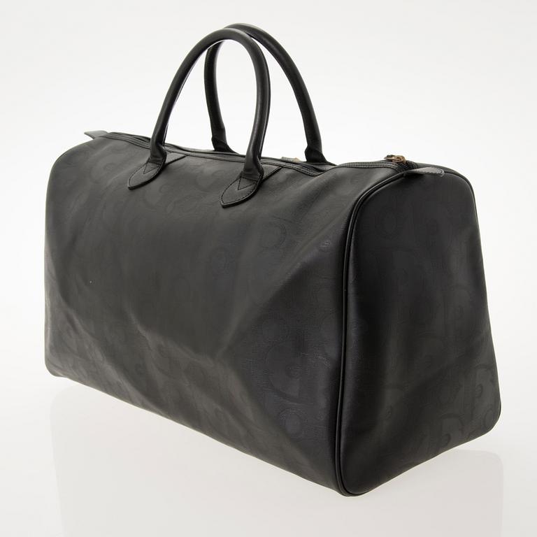 CHRISTIAN DIOR Black Monogram Coated Canvas Duffel Bag.