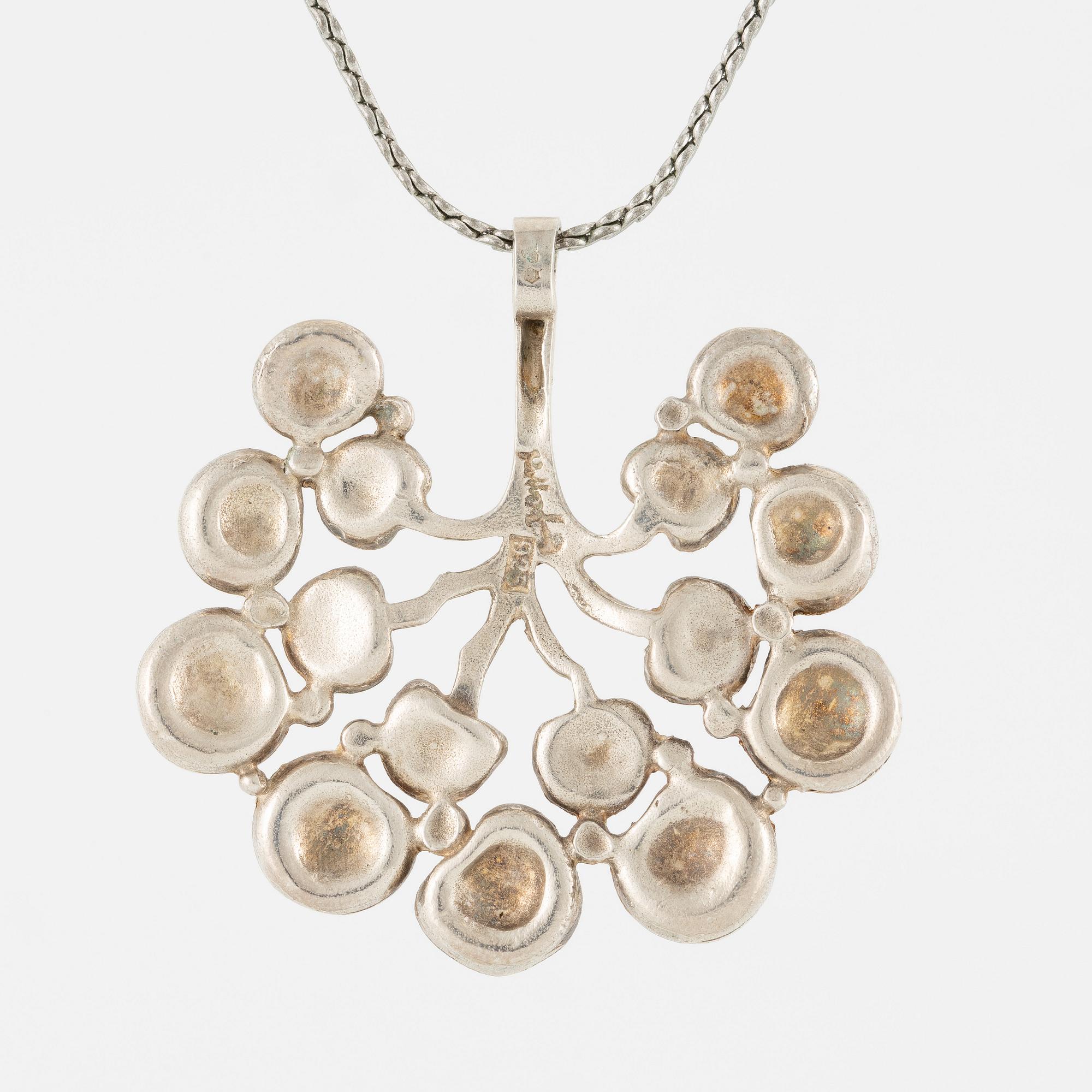 Eric Robbert, pendant and bracelet, silver and enamel.