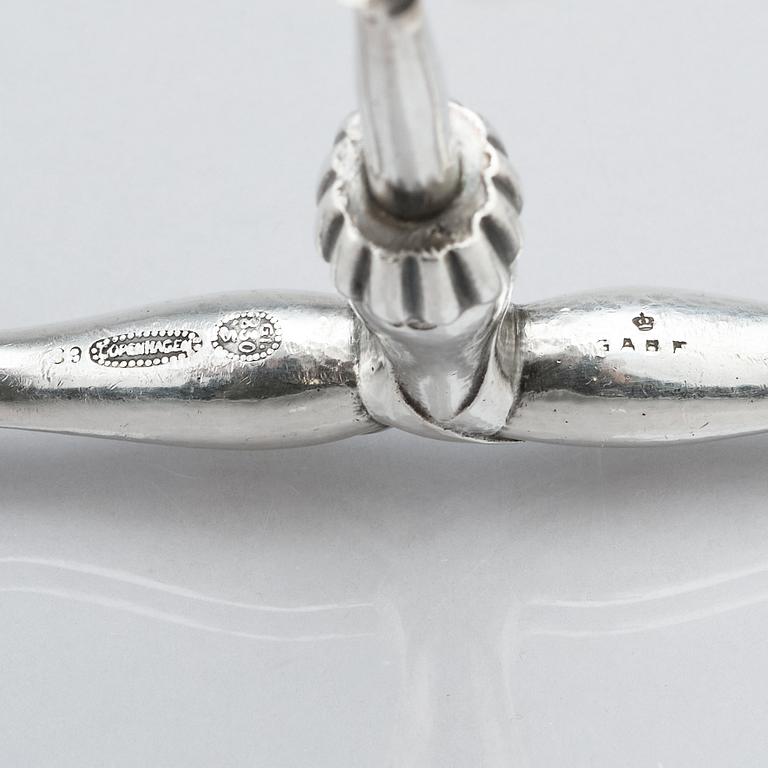 Georg Jensen, korkskruv, Köpenhamn ca 1915-1919, svenska importstämplar GAB F, 830/1000 silver, design nr 89 (otydligt).