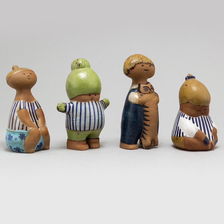 LISA LARSON, figuriner, stengods, 4 st, "Larsons ungar", Gustavsberg.