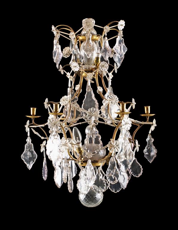 A Rococo six-light chandelier.