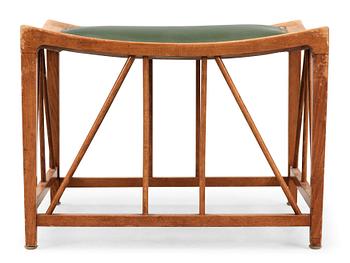 A Josef Frank mahogany and green leather 'Tutankhamon' stool, Svenskt Tenn, model 1063.