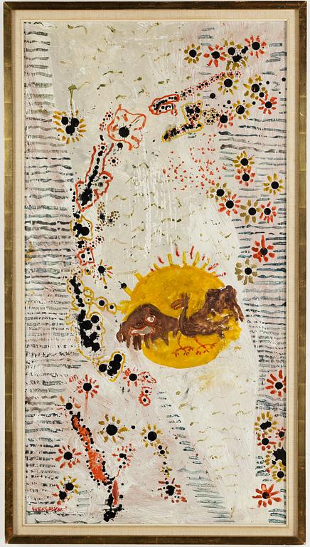 SVEN X:ET ERIXSON, mixed media on masonite, signed Sven Erixson.