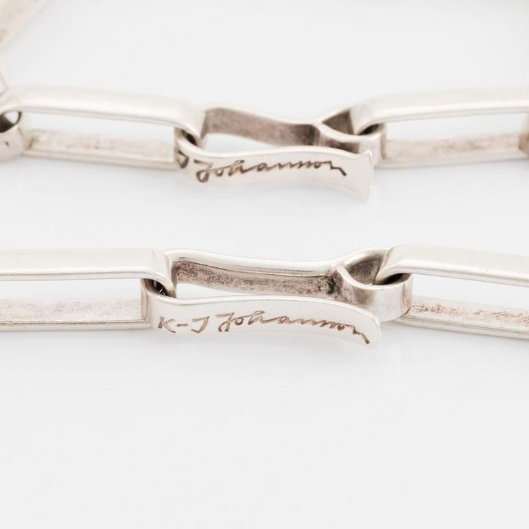 Necklace and bracelet, silver, Cecilia K I Johansson, Göteborg, 1961.